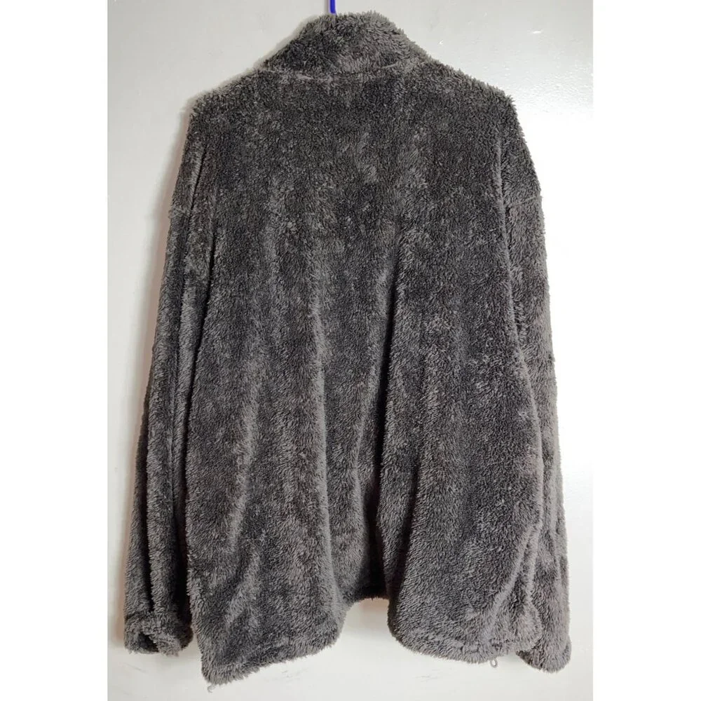 Forever 21 Teddy Jacket Chocolate Brown Poly Fleece Zip Soft Cozy Unisex Men XXL - Picture 2 of 7